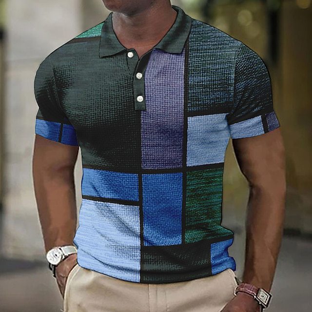 【Nové, horúce výpredaje】【S-5XL】Pánske ležérne polo tričko s geometrickým vzorom