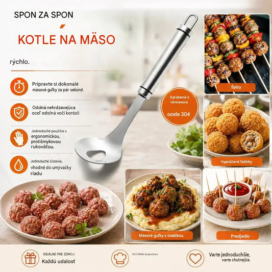 🍖 【Balenie po 2 kusoch】Forma na mäsové guľky z nehrdzavejúcej ocele 304 – ideálna na prípravu mäsových a rybacích guliek a skvelá na domáce varenie 🥄