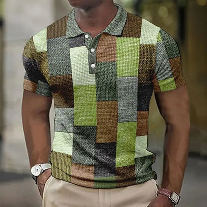 【Nové, horúce výpredaje】【S-5XL】Pánske ležérne polo tričko s geometrickým vzorom