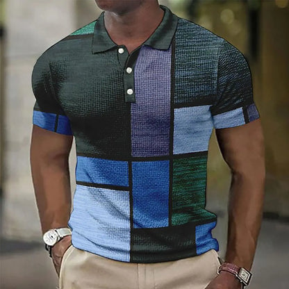【Nové, horúce výpredaje】【S-5XL】Pánske ležérne polo tričko s geometrickým vzorom