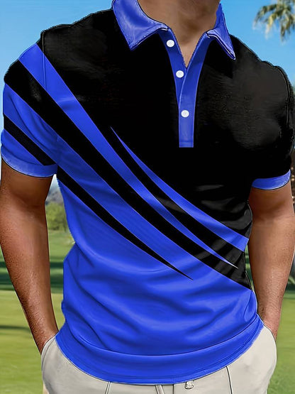 NOVÝ TREND! [S-6XL] Pánske slim fit polo tričko s 3D pruhmi | Základný ležérny štýl