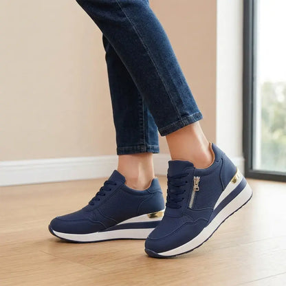 👟【36-43】Tenisky na klinovom podpätku pre väčšie veľkosti – Ľahké topánky na platforme pre každodenné nosenie – Pohodlná obuv na chôdzu a cvičenie