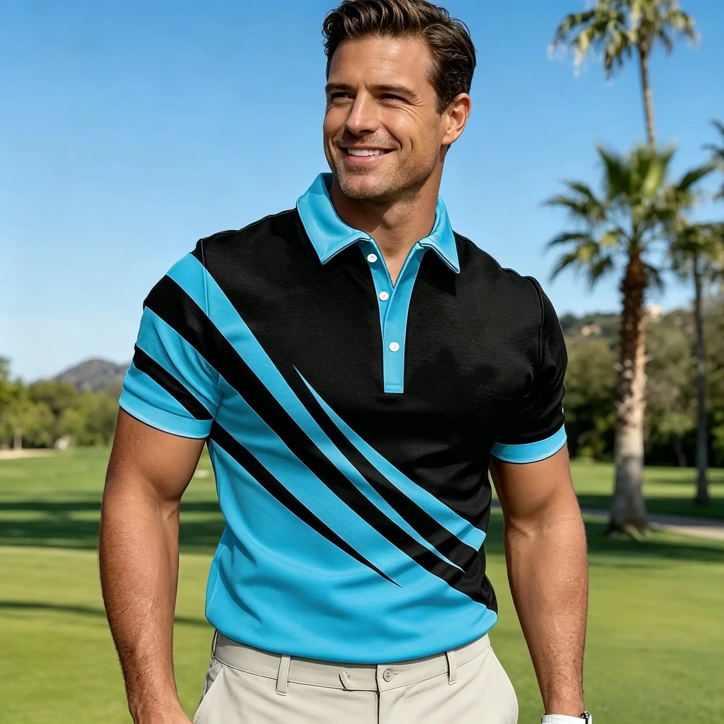 NOVÝ TREND! [S-6XL] Pánske slim fit polo tričko s 3D pruhmi | Základný ležérny štýl