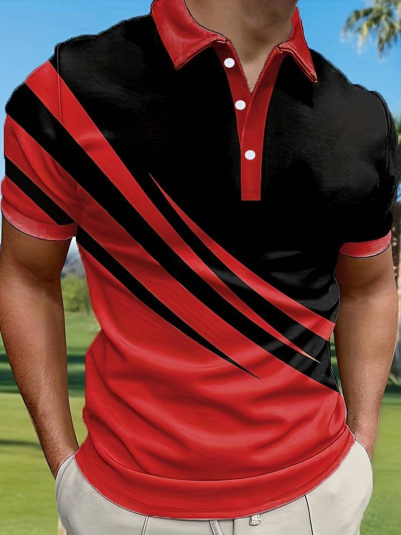 NOVÝ TREND! [S-6XL] Pánske slim fit polo tričko s 3D pruhmi | Základný ležérny štýl