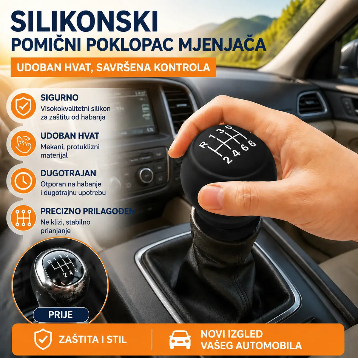 5 komada 23€✨ Dajte svom automobilu novi izgled uz ovu silikonsku navlaku za ručicu mjenjača 🚘
