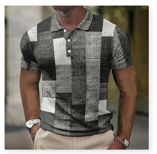 【Nové, horúce výpredaje】【S-5XL】Pánske ležérne polo tričko s geometrickým vzorom