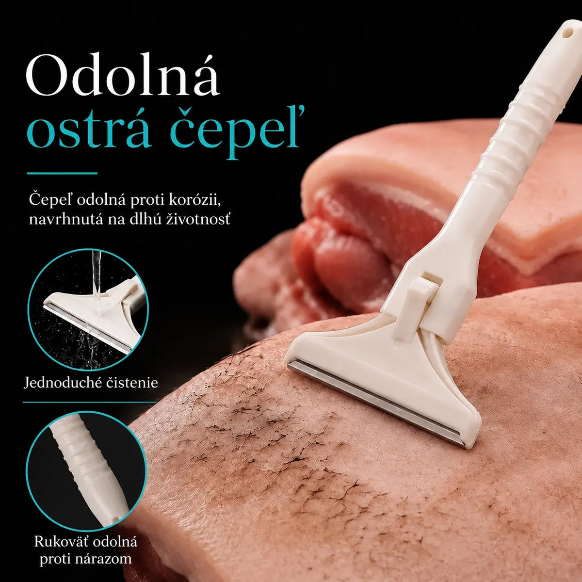 【2 rukoväte + 20 čepelí】✂️ Viacúčelový holiaci strojček na ošípané a jahňatá – Oceľová čepeľ na odstraňovanie chlpov, odmasťovanie a čistenie pokožky 🥩