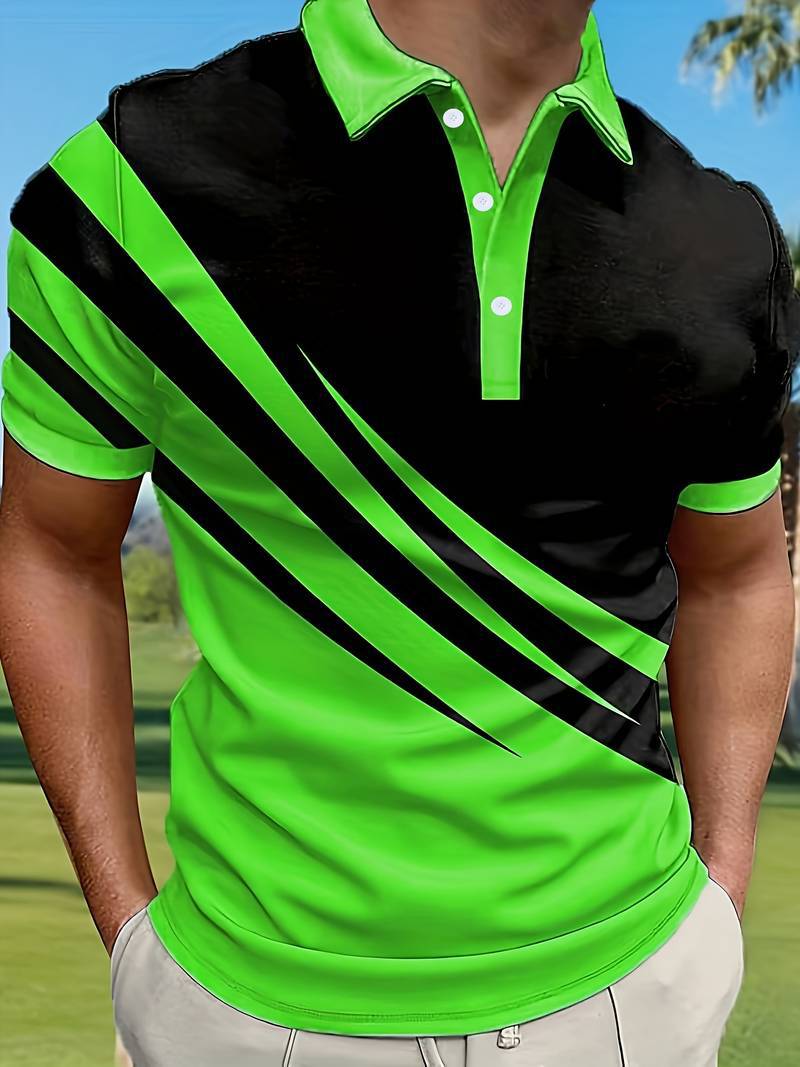 NOVÝ TREND! [S-6XL] Pánske slim fit polo tričko s 3D pruhmi | Základný ležérny štýl