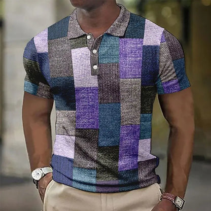【Nové, horúce výpredaje】【S-5XL】Pánske ležérne polo tričko s geometrickým vzorom
