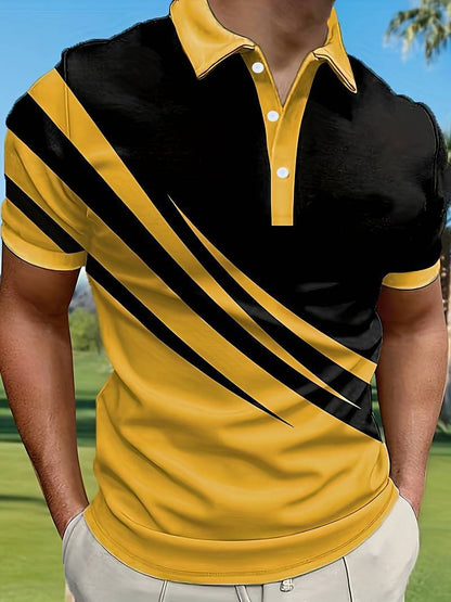 NOVÝ TREND! [S-6XL] Pánske slim fit polo tričko s 3D pruhmi | Základný ležérny štýl