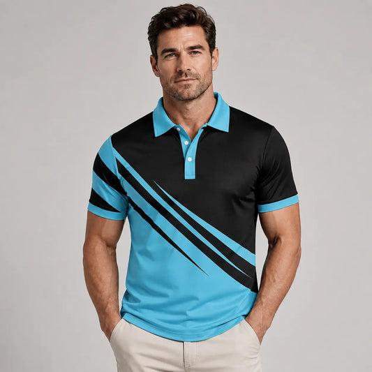 NOVÝ TREND! [S-6XL] Pánske slim fit polo tričko s 3D pruhmi | Základný ležérny štýl