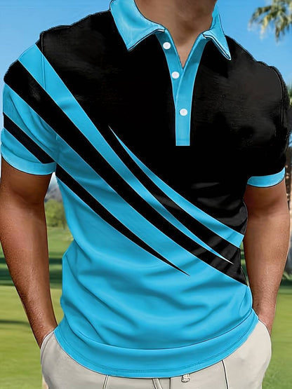 NOVÝ TREND! [S-6XL] Pánske slim fit polo tričko s 3D pruhmi | Základný ležérny štýl