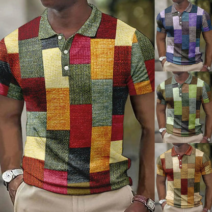 【Nové, horúce výpredaje】【S-5XL】Pánske ležérne polo tričko s geometrickým vzorom