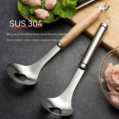 🍖 【Balenie po 2 kusoch】Forma na mäsové guľky z nehrdzavejúcej ocele 304 – ideálna na prípravu mäsových a rybacích guliek a skvelá na domáce varenie 🥄