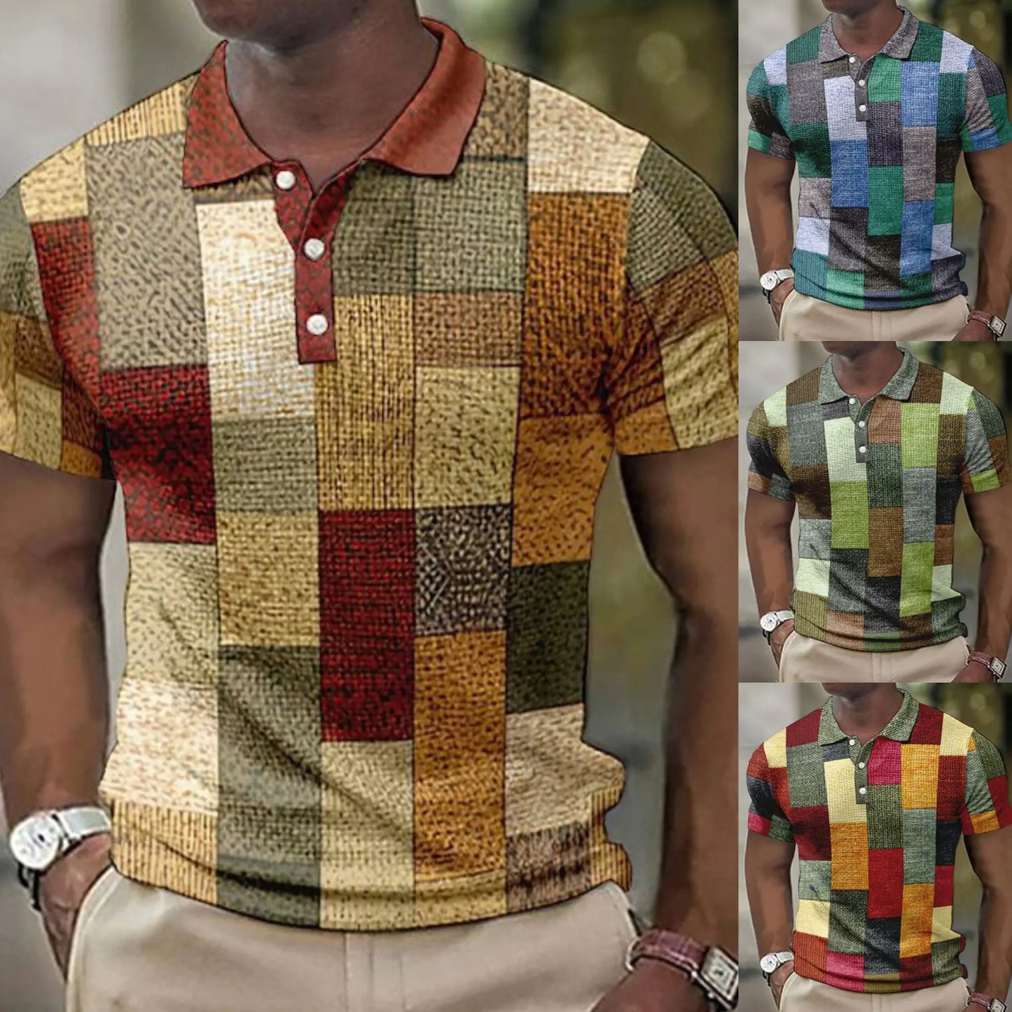【Nové, horúce výpredaje】【S-5XL】Pánske ležérne polo tričko s geometrickým vzorom